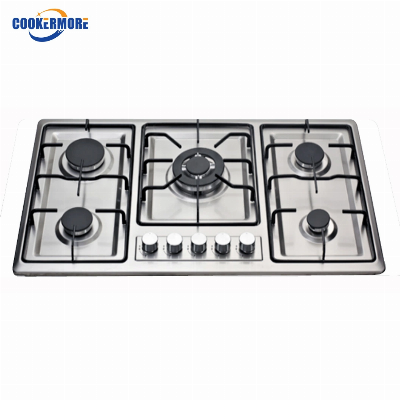 Stainless Steel Built in Panel 5 Burners Cooktop Gas Hob