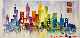  Handmade Palette Knife Modern Cityscape Oil Painting on Canvas