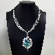  Custom Fashion Luxury Paraiba Sapphire Unique S925 Silver 18K Real Gold Plating Pendant Necklace Fine Jewelry
