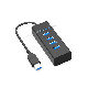  4-Port USB 3.0/2.0 Hub High Speed USB 3.0 Adapter for Computer