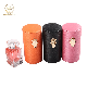 Wholesale Custom PU Leather Round Perfume Gift Box Packaging for 3 Colors Orange Pink and Black