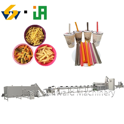 Automatic Pasta Macaroni Production Line Edible Rice Drinking Straw Making Machine