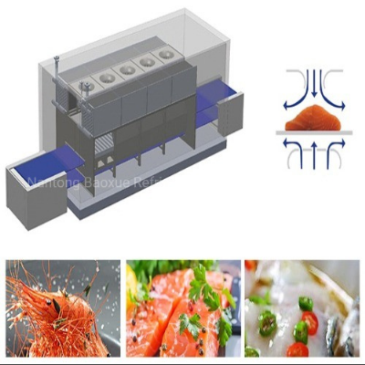 Factory Impingement IQF Tunnel Freezer for Shrimp with High Productivity