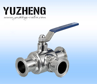 3way 304/316/316L Sanitary Ball Valve Clamp End