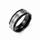  Stainless Steel Matte Men Ring Octagonal Double Step Ring