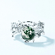  Fashion Jewelry Sterling Silver Jewellery Gold Plated Moss Agate Semi-Precious Gemstone Jewelryring 925 Silver Ring for Women
