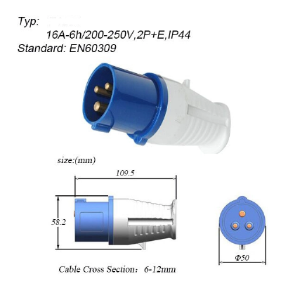Waterproof Industrial Connectors En60309 IP44/IP67