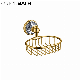  Ortonbath Gold Round Diamond Base Zinc Ss Bathroom Hardware Set Adjustable Towel Bar, Toilet Paper Holder, Towel Ring Bathroom Accessories Soap Basket