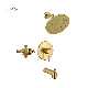  Brushed Gold Tub and Shower Faucet Set with Anti-Scalding Pressure Balance Valve Tub Spout and 8 Inch Rain Shower Head