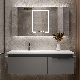  Luxury Modern Design LED Backlit Mirror Sintered Stone Basin Wall Mounted Wooden Bathroom Vanity Cabinet Furniture in Grey