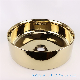  Shiny Surface Ceramic Platform Wash Basin Round Porcelain Gold Plated Bathroom Sink