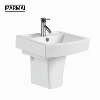 Chaozhou Sanitary Ware Square Design Semi Pedestal Basin for Bathroom