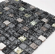 Black Color 23X23mm 8mm Thickness Mix Metal and Glass Mosaic Bathroom Tile M823106-B manufacturer