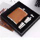 Brown Leather Hip Flask 8 Oz Stainless Steel PU Wrap Flask Gift Set with 2 Cups & Funnel manufacturer