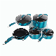  10 PCS Durable Blue Heat Resistant Painting Pots Aluminum Nonstick Cookware Set with Glass Lid