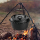  Pre-Seasoned Roasting Pot Baking Tray Cast Iron BBQ Dutch Oven for Garden Camping Campfire