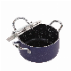  Pressed Aluminum Blue Non Stick Casserole Glass Lid Spiral Bottom Stock Pot