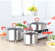 Silver Stainless Steel Cookware Pot Set Cooking Pot Set with Glass Lid
