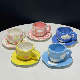  Microwavable Unique Style Coffee Mug with Handle and Saucer