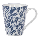 11oz Indigo Printing Porcelain Plant Design Ceramic Mug