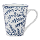  11oz Indigo Printing Porcelain Blue Floral and Geometric Mix Design Coffee Mug