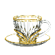  Glass Tea Cup Mug with Golden Rim