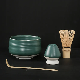  Japanese Matcha Tea Ceremony Green Tea Bamboo Matcha Whisk Scoop Holder and Matcha Bowl 4 Piece Set
