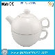  White Plain Tea for One Ceramic Teapot with Cup