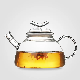  Creative Transparent Borosilicate Glass Teapot Wholesale Hand Blown Heat Resistant Clear Glass Tea Set Teapot with Infuser and Warmer