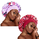 Customize Logo Adjustable Night Sleep Shower Bonnet Wide Band Satin Hair Bonnets