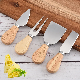  Set of 4 Cheese Knife Set with Wood Handle and Stainless Steel Blades
