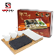  Stone Steak High Quality Matte Black Stone Rock Round Shape Hotel Restaurant Melamine Slate Steak Dinner Plate