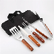 4PCS Wooden Handle BBQ Tools Set Stainless Steel Grilling Accessories