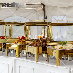  Kitchenware Dining Utensils Rectangle 1/2/3 Insert Pan Big Gold Latest Hotsale Chaffing Dish Pot with Glass Top Buffet Catering Server Chafing Dish