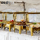  Kitchenware Dining Utensils Rectangle 1/2/3 Insert Pan Big Gold Latest Hotsale Chaffing Dish Pot with Glass Top Buffet Catering Server Chafing Dish