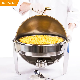  China Chef and Dish Exporters Hotel Restaurant Ware Set Factory Price Round Glass 6 Litre Banquet Roll Top Serving Buffet Catering Food Warmer Dome Chafing Dish
