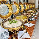  Buffet Hotel Equipment Accessories Chafing Dishes De Lux Decorative Round Gold Hydraulic Roll Top Glass Lid 6L Chafing Dish Food Warmer for Catering