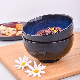  Red Cream Blue Handmade Hand Paint Ceramic Rice Salad Noodle Bowl Non Slippery Reactive Glaze Round Glossy 600 Ml Bowl