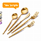 Portugal Gold Plated Matte Flatware Bulk Spoons Forks and Knife Stainless Steel Gold Portugal Cutlery Set for Wedding