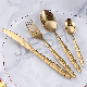  18/0 Wholesale Bright Knife Fork Spoon Customized Dinnerware Luxury Flatware Fancy Handle Tableware Set Golden Stainless Steel Cutlery