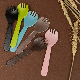 Disposable Kitchenware Fruit Spork Ice Cream Spoon Dessert Fork Colored Plastic Fork