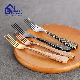  Plastic Fake Wooden Pattern Handle Stainless Steel Cutlery Dinner Fork
