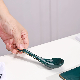  Ceramic Big Serving Spoon Porcelain Green Shiny Soup Spoon with Custom Print Logo Gold Decal Line