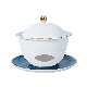  Tea Party Gold Edge Porcelain Cubilose Soup Bowl Blue Bone China Tureen