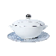  Nordic Luxury Blue White Ceramic Bowls Cover Lid Bone China Tureen
