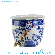 Rylu132 Blue and White Flower Bird Pattern Ceramic Bucket with Bamboo Handle