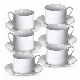  Porcelain Coffee Cup Tea Cups and Saucers Set - 6 Piece White Coffee Mug Set - 6 Inch Plates and 8.5oz Mugs - Cappuccino Cup and Sauce