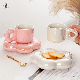 Custom Light Luxury Pearl Color Porcelain Flower Shape Dish Ceramic Coffee Cups manufacturer
