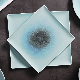  Handmade Dinnerware Square Matte Blue Plates Porcelain Restaurant Tableware for Hotel Cafe