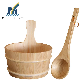  Infrared Dry Sauna Room Accessories Wooden Sauna Bucket and Spoon, Sauna Drum with Scoop